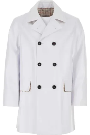 Maison Margiela Frakke, Herre, Hvid, M, Uld, Stilfuld dobbeltradet frakke