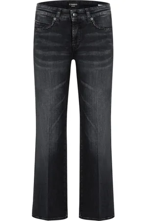 Cambio Jeans, Dame, Grå, XL, Bomuld, Wide Leg Jeans med Broderede Detaljer