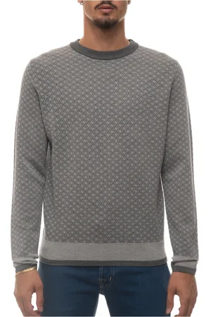 CANALI Strik, Herre, Grå, 2XL, Uld, Rundhalset pullover