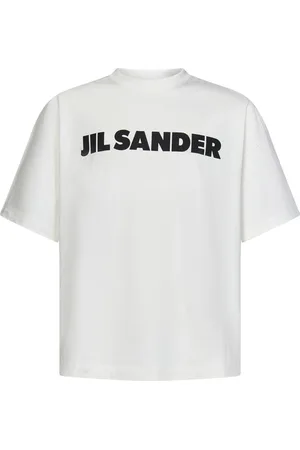 Jil Sander Top, Herre, Hvid, XL, Bomuld, Hvid Bomulds T-shirt med Logo Print