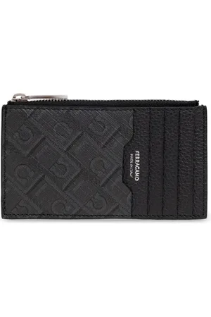 Salvatore Ferragamo Tilbehør, Herre, Sort, ONE SIZE, Læder, Monogram Kort Etui