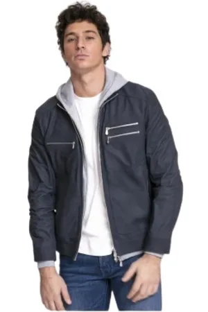 Brunello Cucinelli Jakke, Herre, Blå, L, Læder, Navy Læder Blouson Jakke