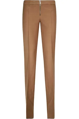 Stella McCartney Bukser, Dame, Brun, 2XS, Uld, Uldbukser med lynlås foran