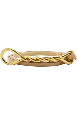 Bottega Veneta Tilbehør, Dame, Brun, ONE SIZE, Uld, Nappa Læderbælte med Guld-tone Hardware
