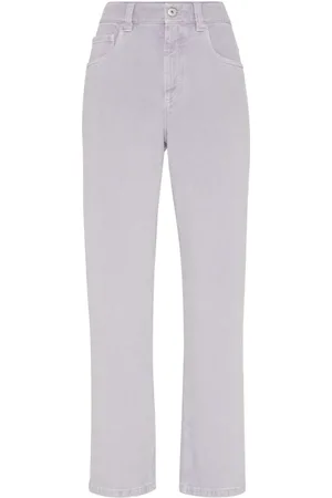 Brunello Cucinelli Bukser, Dame, Lilla, 2XS, Lilla Bukser med Klassiske Lommer