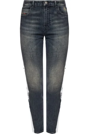 Diesel Jeans, Dame, Blå, W25 L32, Uld, Babhila-High-Sp Side Stripe Jeans