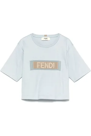 Fendi Top, Dame, Blå, M, Bomuld, Ribbon Powder T-Shirt