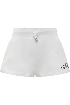Dsquared2 Shorts, Dame, Hvid, M, Bomuld, Icon Logo Trykte Shorts med Snøre