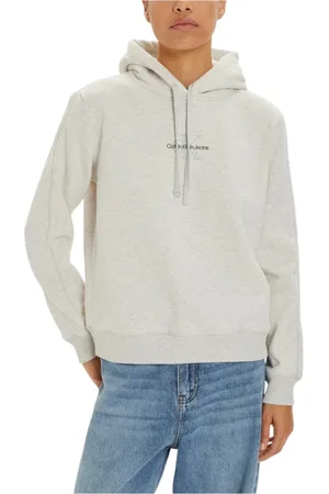 Calvin Klein Sweathshirts & Hoodies, Dame, Grå, XS, Bomuld, Grå Marl Hættetrøje