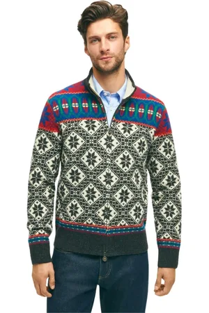 Brooks Brothers Strik, Herre, , M, Uld, Multi-farvet Lammeuld Cardigan
