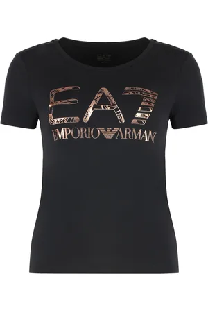 EA7 Top, Dame, Sort, 2XS, Bomuld, Contrasting Logo Print T-Shirt