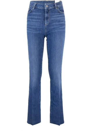 Liu Jo Jeans, Dame, Blå, W32, Bomuld, Blå Straight Leg Jeans med Rhinestone Detalje