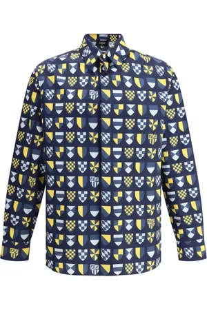 Fendi Skjorte, Herre, Flerfarvet, S, Bomuld, Bomuldsskjorte med Multifarvet Banner Print