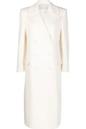 ERMANNO SCERVINO Frakke, Dame, Hvid, XS, Uld, Hvid Uld-Cashmere Blend Dobbeltknappet Frakke