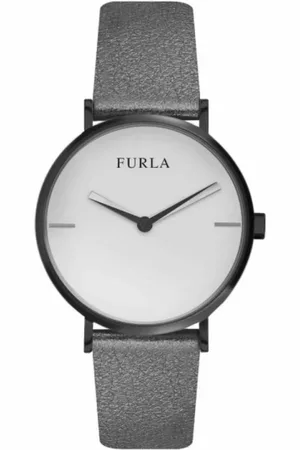 Furla Tilbehør, Dame, Grå, ONE SIZE, Læder, Elegant Dame Quartz Ur i Rustfrit Stål