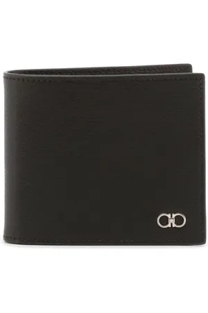 Salvatore Ferragamo Tilbehør, Herre, Sort, ONE SIZE, Uld, Stilfuld læder bifold pung med rum