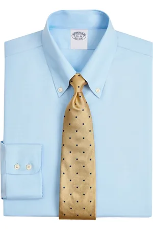 Brooks Brothers Skjorte, Herre, Blå, 2XL, Bomuld, Lyseblå Regular Fit Non-Iron Stretch Supima Bomuld Twill Skjorte med Button Down Krave