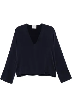 FORTE FORTE Bluser & Skjorter, Dame, Blå, S, Silke Langærmet Top