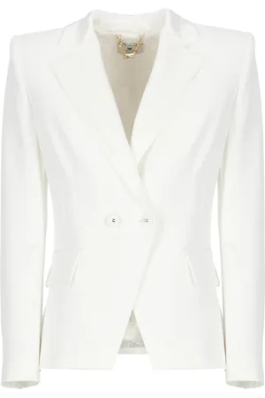 Elisabetta Franchi Jakke, Dame, , M, Polyester, Elfenbensfarvet blazer med klassisk revers