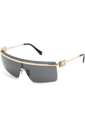 Miu Miu Tilbehør, Dame, Gul, 42 MM, Uld, Guld Solbriller med Original Etui