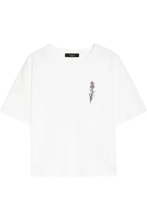 Max Mara Top, Dame, Hvid, L, Bomuld, Hvid Bomuld Grafisk T-shirt