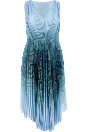 ERMANNO SCERVINO Kjole, Dame, Blå, S, Polyester, Python Print Ærmeløs Kjole