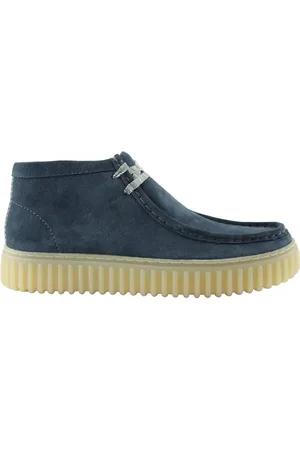 Clarks Sko, Herre, Blå, 44 EU, Uld, Stilfulde blå ruskindssnørestøvler