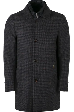 MOORER Frakke, Herre, Grå, M, Uld, Houndstooth Uld Peacoat med Aftagelig Foring
