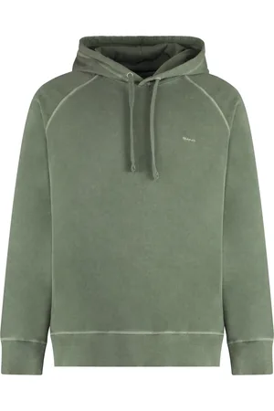 GANT Sweathshirts & Hoodies, Herre, Grøn, M, Bomuld, Ribstrikket bomuldshættetrøje