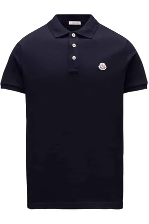 Moncler Top, Herre, Blå, 2XL, Bomuld, Tidløs Navy Polo med Tricolor Detaljer