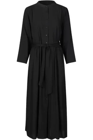 Lollys Laundry Kjole, Dame, Sort, XL, Elegant sort kjole med ¾ ærmer og mandarin krave