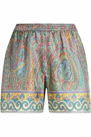 Etro Badetøj, Dame, Flerfarvet, M, Grønne Silke Sommer Shorts