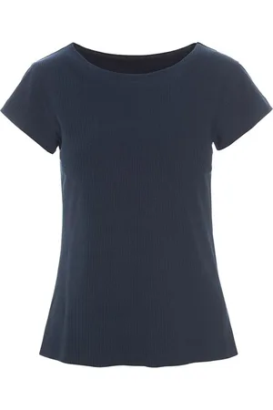 Bitte Kai Rand Top, Dame, Blå, XS, Bomuld, Ribstrikket T-shirt Mørk Midnat