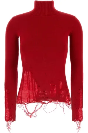 Maison Margiela Strik, Dame, Rød, S, Uld, Distressed Sweater