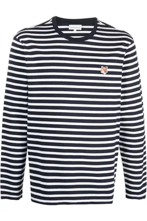 Maison Kitsuné Top, Herre, Flerfarvet, XL, Bomuld, Fox Head Patch Marin T-shirt