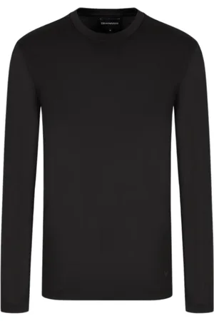 Emporio Armani Top, Herre, Sort, XS, Bomuld, Langærmet bomulds T-shirt
