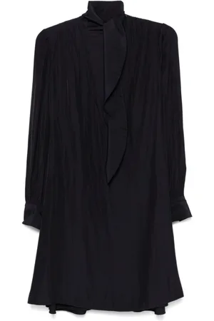 Lanvin Kjole, Dame, Blå, XS, Uld, Midnatsblå Draperet Kjole