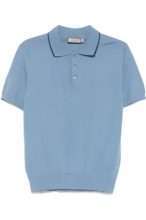 CANALI Top, Herre, Blå, L, Bomuld, Lyseblå Kortærmet Polo Shirt