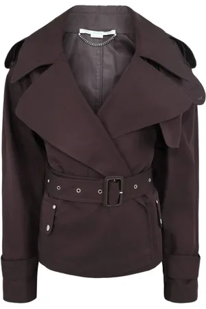 Stella McCartney Frakke, Dame, Brun, XS, Bomuld, Kort Bælte Trenchcoat