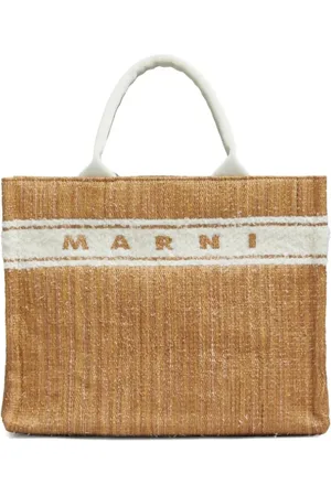Marni Taske, Dame, Brun, ONE SIZE, Bomuld, Raffia East/West Tote Bag