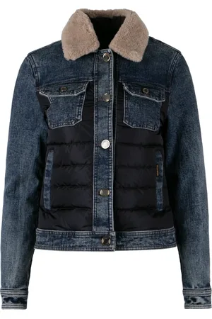 MOORER Jakke, Dame, Blå, S, Denim, Polstret denimjakke med aftagelig krave