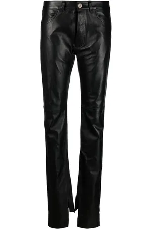 The Attico Bukser, Dame, Sort, M, Læder, Sort læder slim fit bukser