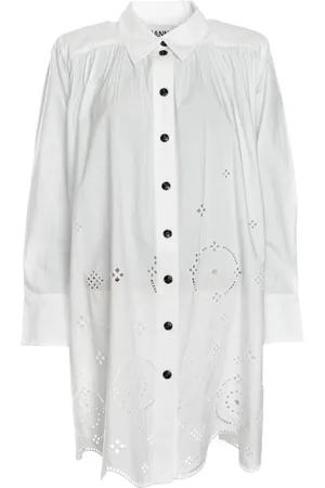 Ganni Kjole, Dame, Hvid, S, Bomuld, Broderie Anglaise Skjortekjole