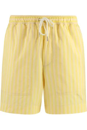Maison Kitsuné Shorts, Herre, Gul, L, Bomuld, Stribede bomuldsbermudashorts