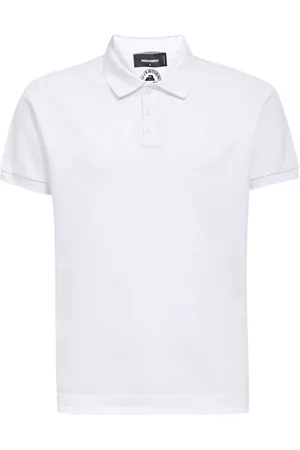 Dsquared2 Top, Herre, Hvid, M, Bomuld, Bomulds Polo Shirt Ribbet Krave Logo