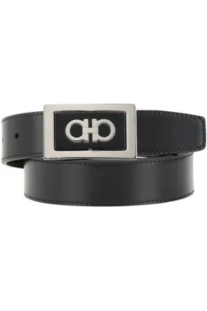 Salvatore Ferragamo Tilbehør, Herre, Sort, 110 CM, Læder, Reversibelt Gancio Spænde Læderbælte