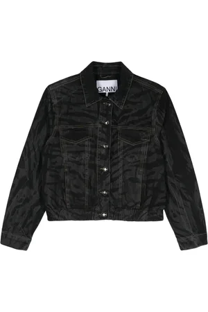 Ganni Jakke, Dame, Sort, S, Denim, Denim Bomber Jakke