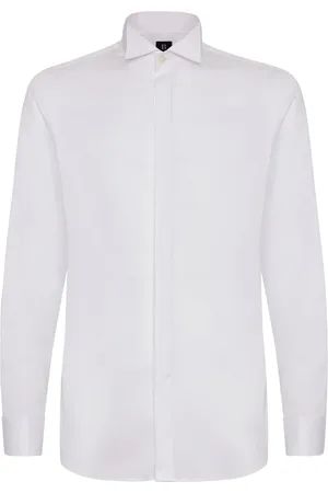Boggi Milano Skjorte, Herre, Hvid, 5XL, Bomuld, Slim Fit Bomuldssatin Skjorte