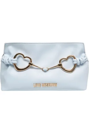 Moschino Taske, Dame, Blå, ONE SIZE, Uld, Clutch med logo detalje