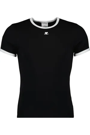 Courrèges Top, Herre, Sort, S, Bomuld, Contrast Signature T-shirt